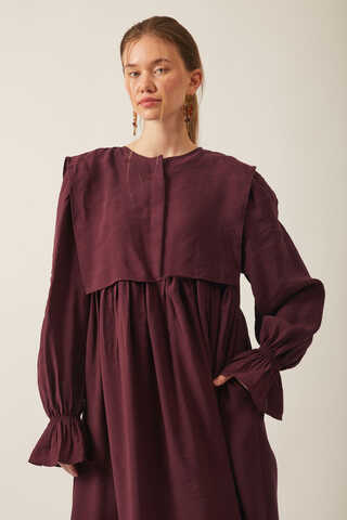 Deren Modal Elbise Bordo - 4