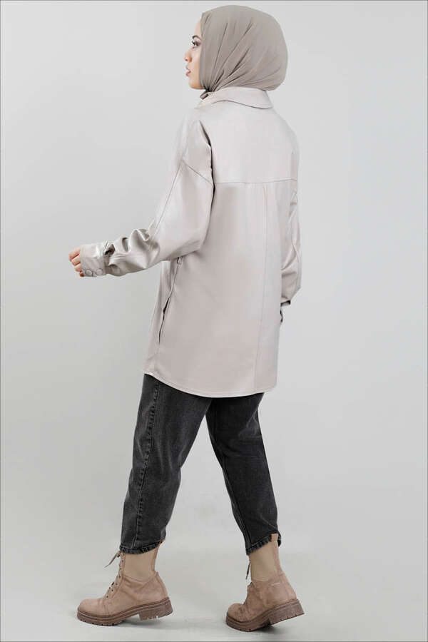 Deri Gömlek Ceket Çakıl - 4