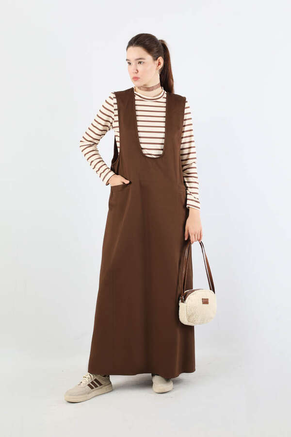 Derin Yaka Jile Takım Kahverengi - 3