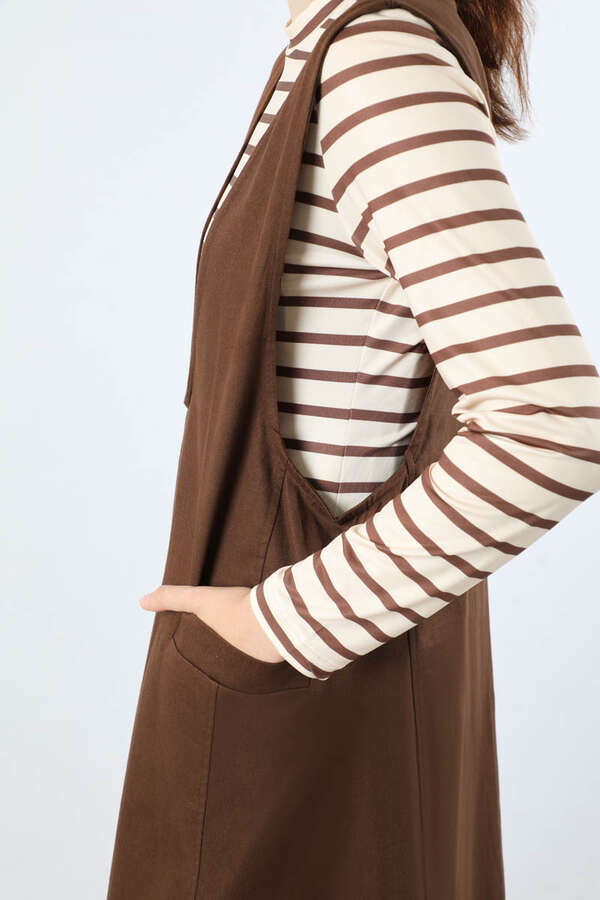 Derin Yaka Jile Takım Kahverengi - 4