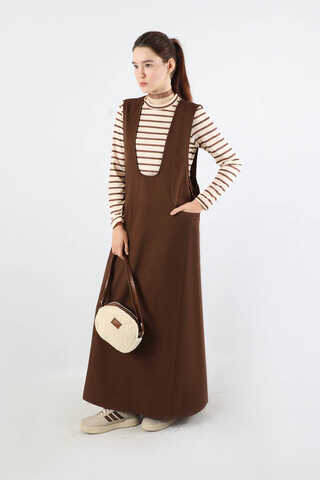 Derin Yaka Jile Takım Kahverengi - 5