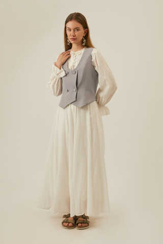 Derin Yaka Yelek Gri - 7