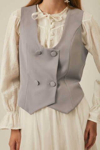 Derin Yaka Yelek Gri - 4