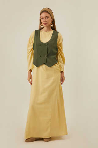 Derin Yaka Yelek Haki - 4