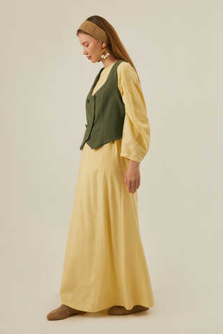 Derin Yaka Yelek Haki - 5