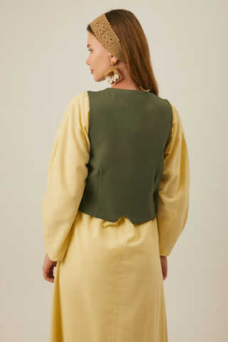 Derin Yaka Yelek Haki - 7