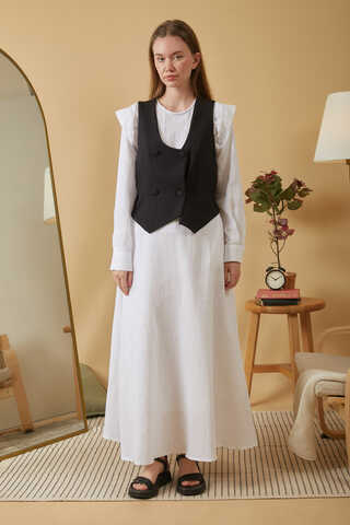 Derin Yaka Yelek Siyah - 3