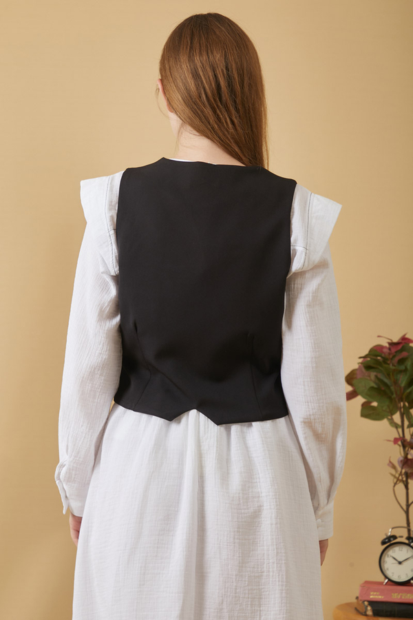 Derin Yaka Yelek Siyah - 11