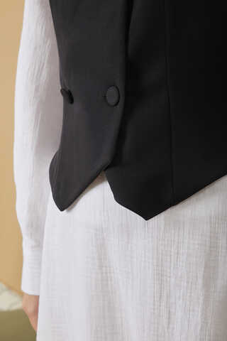 Derin Yaka Yelek Siyah - 7