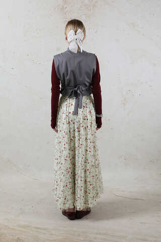 Desenli Asimetrik Etek Bordo - 9