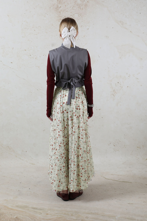 Desenli Asimetrik Etek Bordo - 9