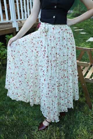 Desenli Asimetrik Etek Bordo - 1