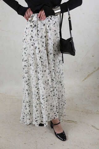 Desenli Asimetrik Etek Siyah - 1