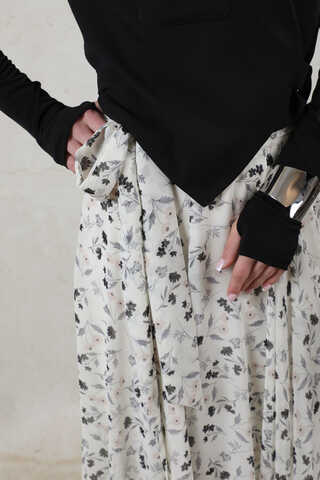 Desenli Asimetrik Etek Siyah - 4