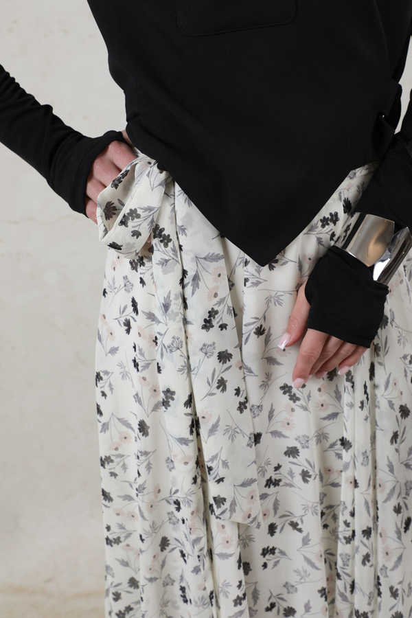 Desenli Asimetrik Etek Siyah - 4