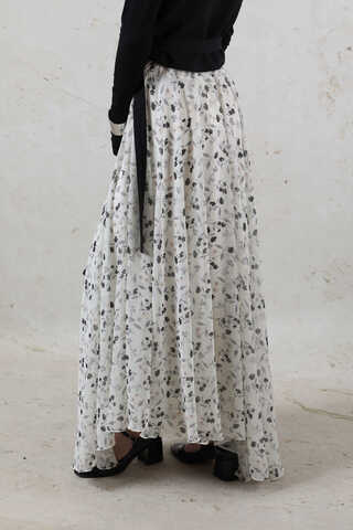 Desenli Asimetrik Etek Siyah - 5