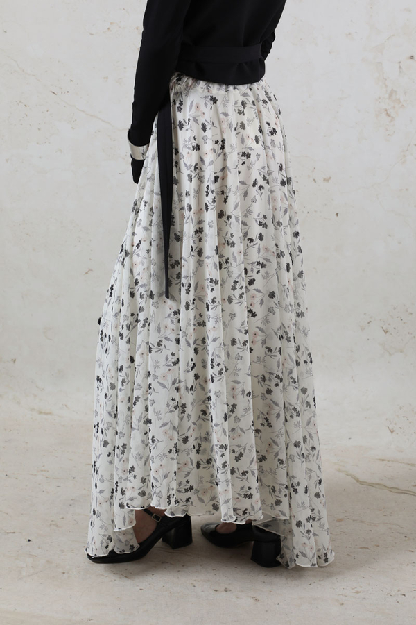 Desenli Asimetrik Etek Siyah - 5