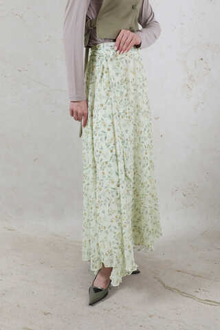 Desenli Asimetrik Etek Yeşil - 1