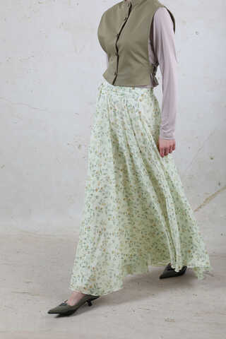 Desenli Asimetrik Etek Yeşil - 2