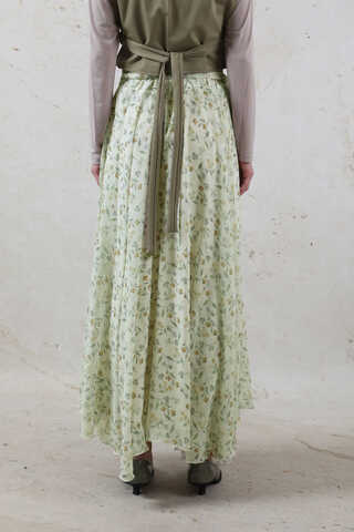 Desenli Asimetrik Etek Yeşil - 5