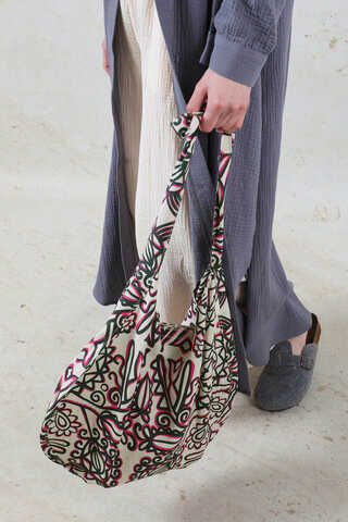 Desenli Bağlamalı Çanta Pembe - 2