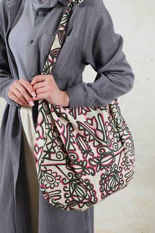Desenli Bağlamalı Çanta Pembe - 1