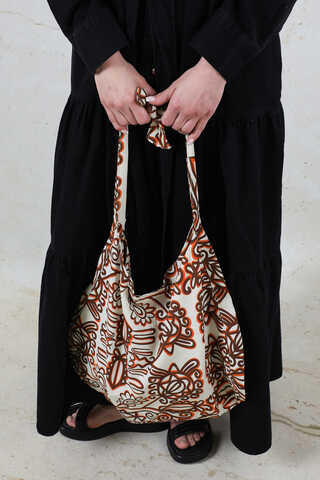 Desenli Bağlamalı Çanta Turuncu - 3