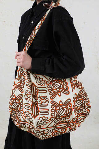 Desenli Bağlamalı Çanta Turuncu - 1