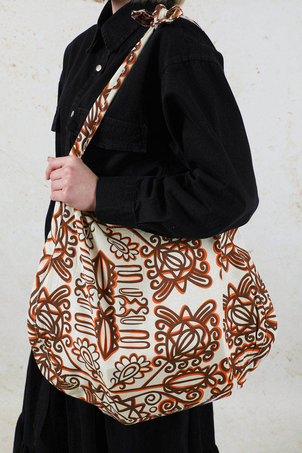 Desenli Bağlamalı Çanta Turuncu