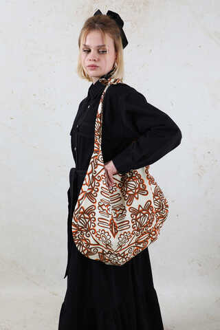 Desenli Bağlamalı Çanta Turuncu - 4