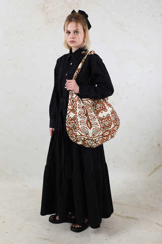 Desenli Bağlamalı Çanta Turuncu - 6