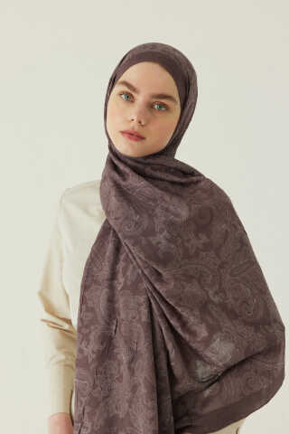 Desenli Bambu Şal Kahverengi - 3