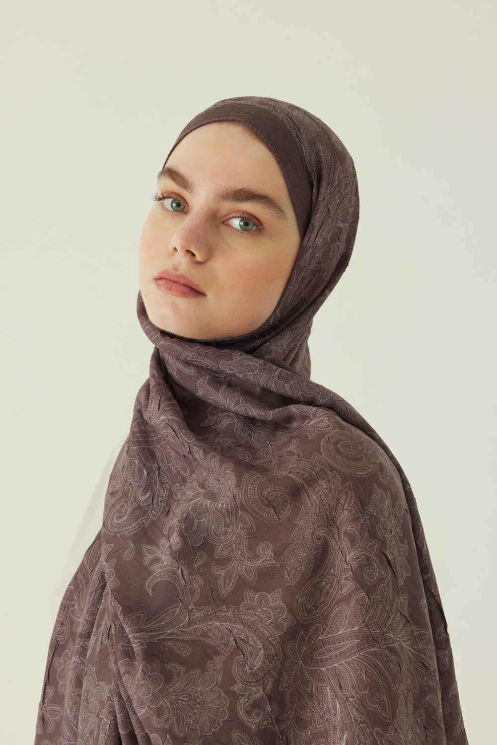Desenli Bambu Şal Kahverengi - 4