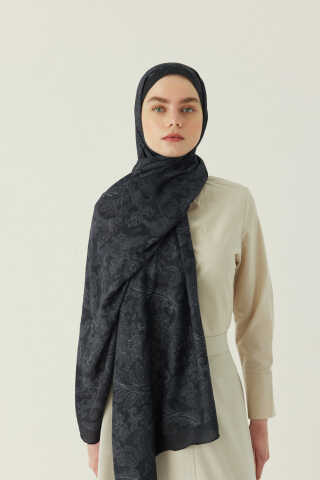Desenli Bambu Şal Siyah - 2