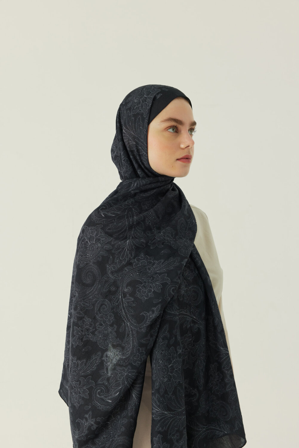 Desenli Bambu Şal Siyah - 3