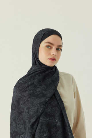 Desenli Bambu Şal Siyah - 1