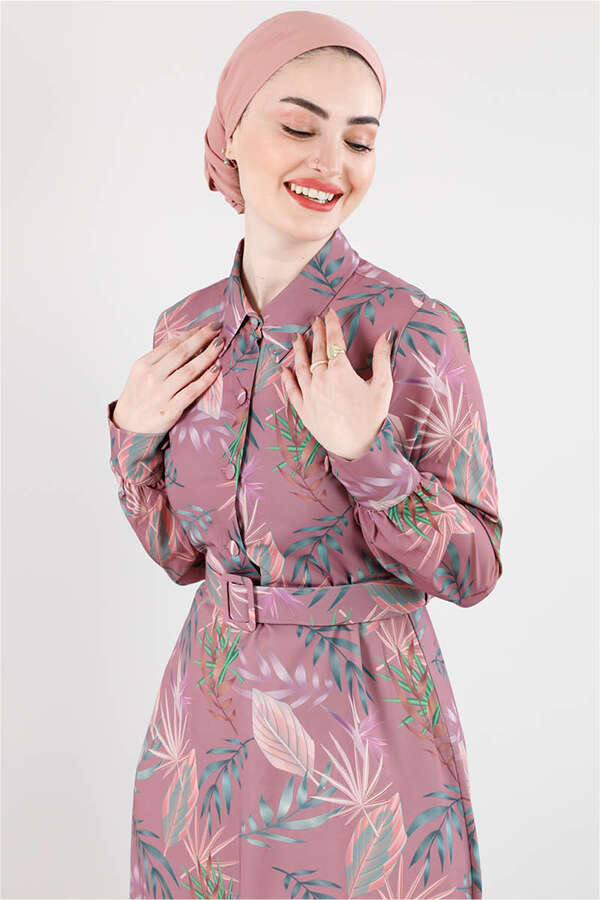 Desenli Elbise Mor - 2