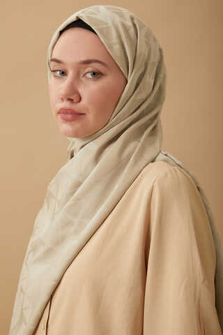 Desenli Jakar Şal Bej - 2