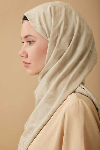 Desenli Jakar Şal Bej - 3