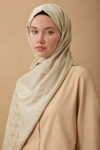 Desenli Jakar Şal Bej - 1