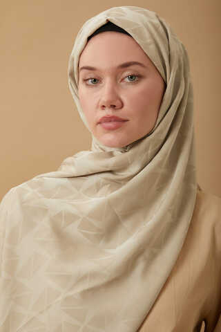 Desenli Jakar Şal Bej - 5