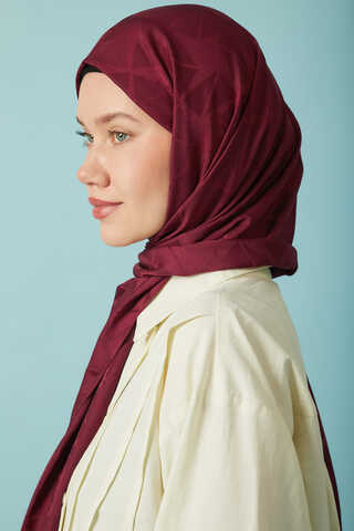 Desenli Jakar Şal Bordo - 4