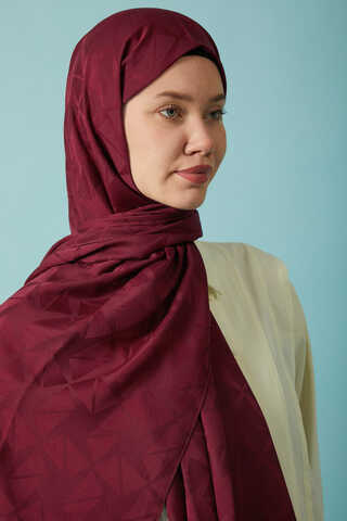 Desenli Jakar Şal Bordo - 6