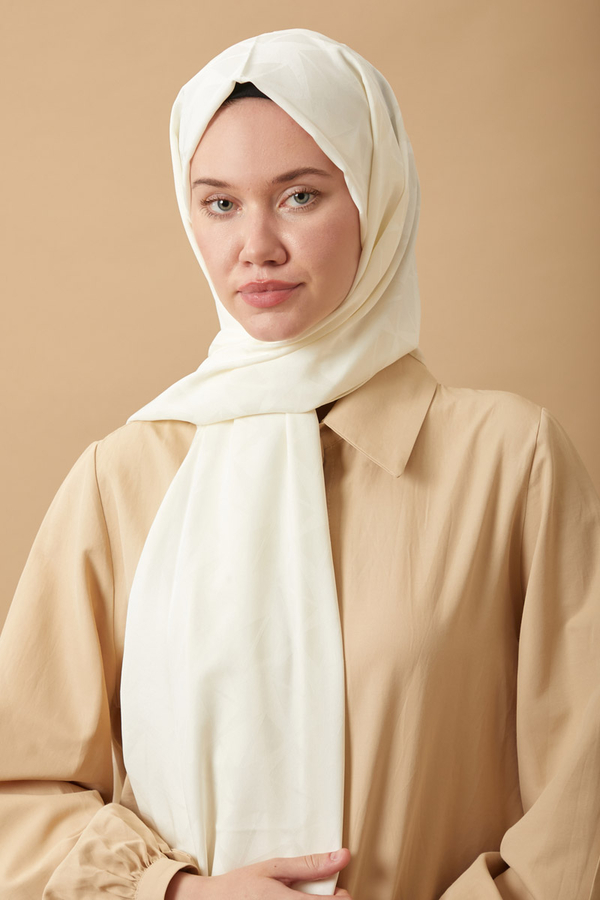 Desenli Jakar Şal Ekru - 1