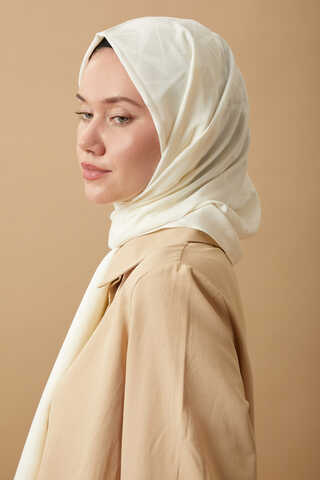 Desenli Jakar Şal Ekru - 3