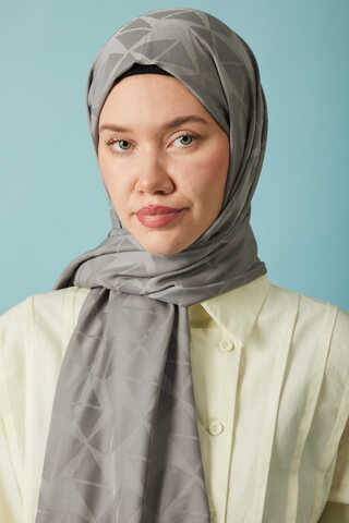 Desenli Jakar Şal Gri - 2