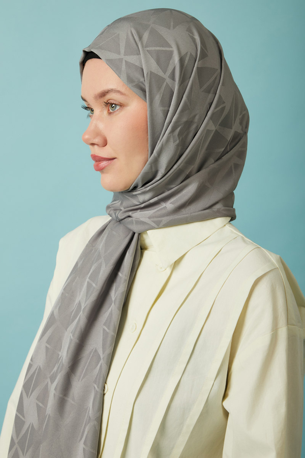 Desenli Jakar Şal Gri - 3