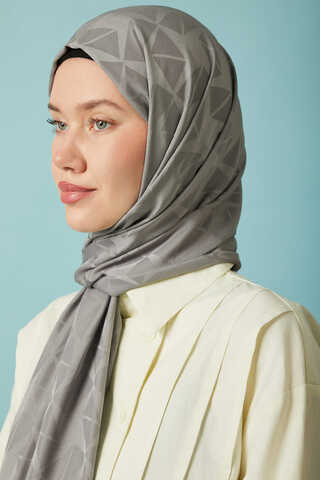 Desenli Jakar Şal Gri - 4