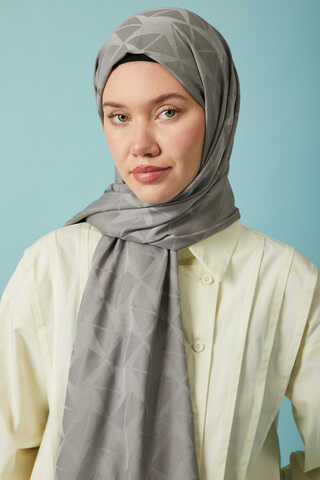 Desenli Jakar Şal Gri - 5