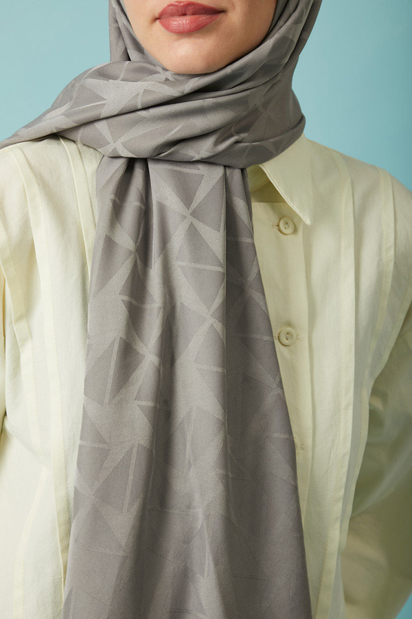 Desenli Jakar Şal Gri - 6